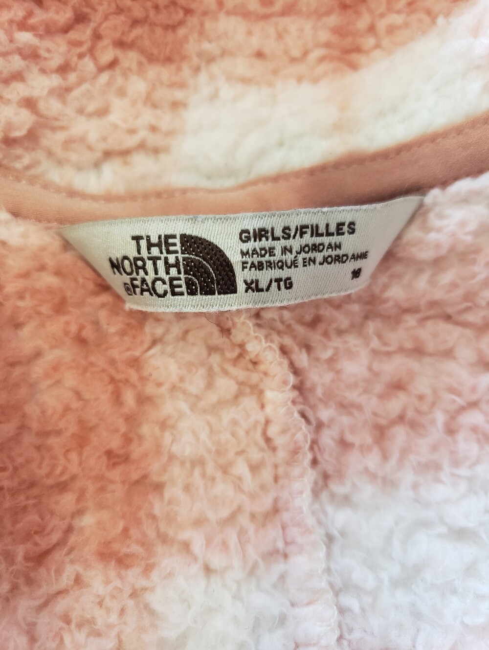 North Face Kids Pink Plaid Sherpa Jacket - Cozy Full-Zip XL - Picture 2 of 11
